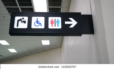 Public Toilet Sign Board Hanging Ceiling Stock Photo 1403706119 