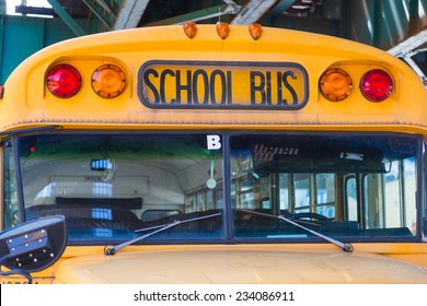 Public School Bus On The Road