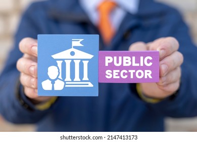 Public Sector Conceptual Banner. Government Education Health Municipal Service Provide People Infrastructure Concept. Private Sector.