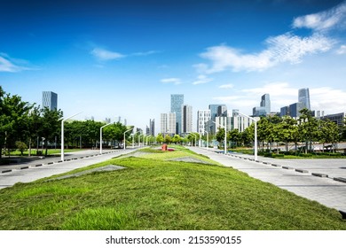 Public Square With Empty Road Floor In Downtown