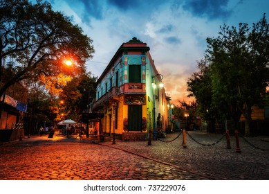 Public Square in La Boca, Buenos Aires, Argentina. Taken during sunset on April 9th 2015.