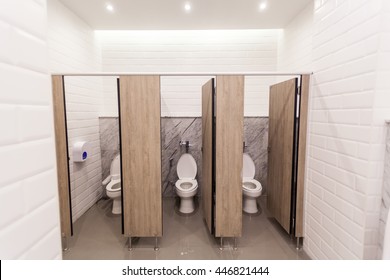 Public toilet cubicle.