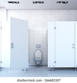 Public toilet cubicle. 3d rendering
