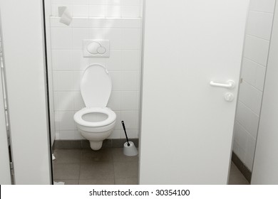 Public Toilet With Open Door