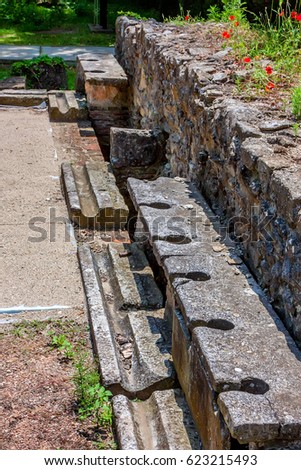 Public toilets in ancient Dion, Greece