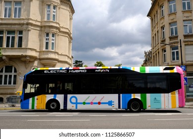 A Public Transport Bus In Main Street Of  Luxembourg City On Jun. 22, 2018.