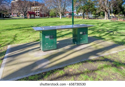 A Public Use Barbecue In A City Park In North Melbourne, Australia