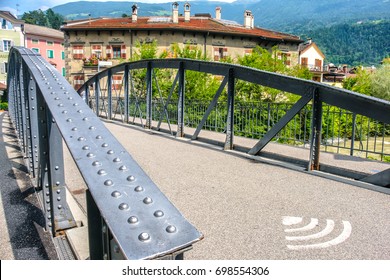 Public Wifi Bridge In Bressanone Rivet Bridge With Wifi Symbol On The Ground