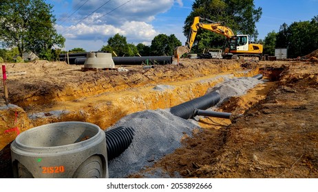 public works, construction of subdivision, passage of pipes - Shutterstock ID 2053892666