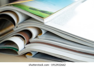publication Newspaper and journal books background and catalog design article magazine press Newspaper with tablet - Shutterstock ID 1912922662