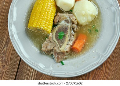 Puchero  Sopa - Stew Originally From Spain, Prepared In YucatÃ?Â?Ã?Â¡n, Mexico, Argentina, Colombia, Paraguay, Uruguay. Basic Ingredients Of The Broth Are Meat , Bacon, Cured Bones And Vegetables 