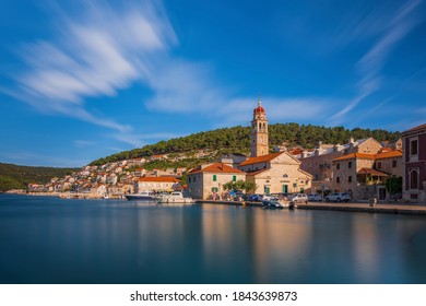 Pucisca Is Small Town On Island Of Brac, Popular Touristic Destination On Adriatic Sea, Croatia. Long Exposure Picture, August 2020.