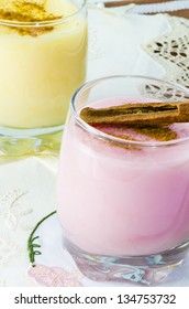 Pudding dessert on rustic background