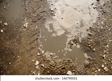 Puddle And Mud With Tire Track Texture