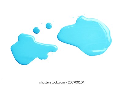 The Puddle Of An Oil Paint Spill Isolated Over The White Background, Top View Above