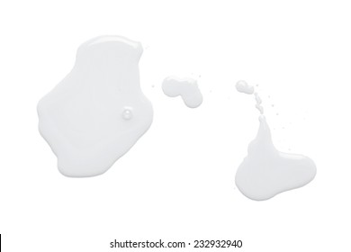 The Puddle Of An Oil Paint Spill Isolated Over The White Background, Top View Above