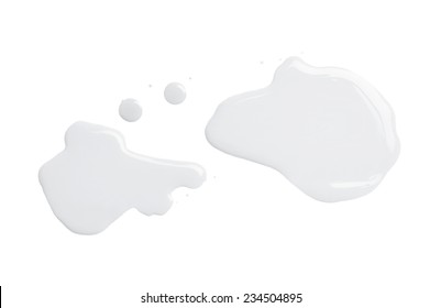 The Puddle Of An Oil Paint Spill Isolated Over The White Background, Top View Above