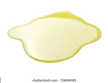 Puddle Of Olive Oil Isolated On White Background And Texture, With Clipping Path