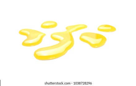 Puddle Of Orange Juice Isolated On White Background, Clipping Path