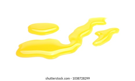 Puddle Of Orange Juice Isolated On White Background, Clipping Path