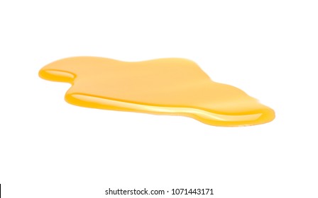 Puddle Of Orange Juice Isolated On White Background, Clipping Path