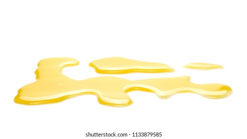 Puddle Of Orange Juice Isolated On White Background, Clipping Path