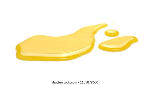 Puddle Of Orange Juice Isolated On White Background, Clipping Path