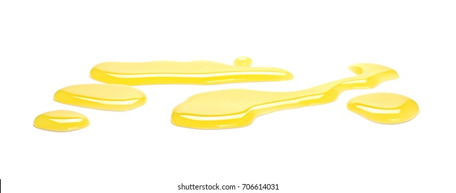 Puddle Of Orange Juice Isolated On White Background, Clipping Path