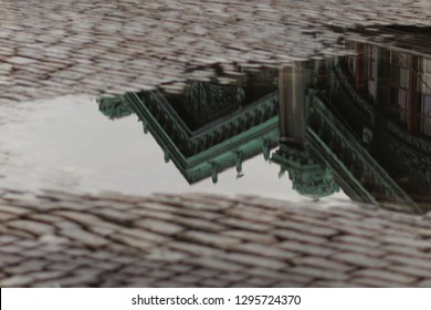 Puddle Reflection At Hoboken Train Station