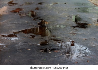 Puddle Reflection on the Asphalt