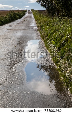 puddle reflection in road
