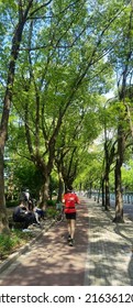 Pudong, Shanghai, China - May 26 2022: People Got Back To Street For Running After Lifting Of Shanghai's Lock Down. 