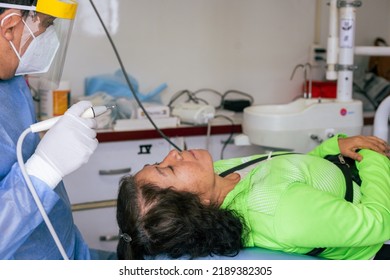 Puebla, Mexico - August 11, 2021: Grandparents Public Health Day, Dental Consultation