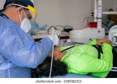 Puebla, Mexico - August 11, 2021: Grandparents Public Health Day, Dental Consultation