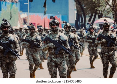 Puebla, Mexico - May 5, 2022: Military Parade To Commemorate The Battle Of Puebla On May 5