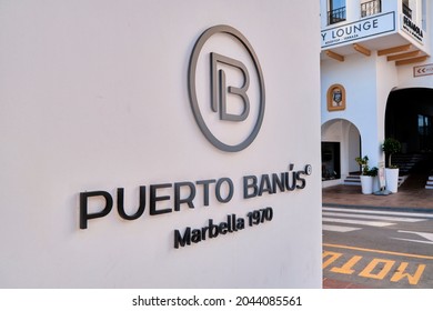 Puerto Banus, Marbella September 19, 2021, Poster of Puerto Banus, place of luxury parties, shops, yachts and restaurants in an exclusive place on the Costa del Sol