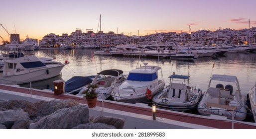 Puerto Banus, Marbella, Spain. - october 8, 2014: Puerto Jose Banus, It was built in May 1970 by Jose Banus. More commonly known as Puerto Banus is one of the most exclusive marina.