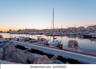 PUERTO BANUS, MARBELLA, SPAIN. - OCTOBER 8, 2014: Puerto Jose Banus, It was built in May 1970 by Jose Banus. More commonly known as Puerto Banus is one of the most exclusive marina.