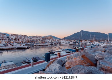 PUERTO BANUS, MARBELLA, SPAIN. - OCTOBER 8, 2014: Puerto Jose Banus, It was built in May 1970 by Jose Banus. More commonly known as Puerto Banus is one of the most exclusive marina.