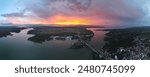 Puerto Barrios, Izabal, Guatemala Drone Views, sunset. 