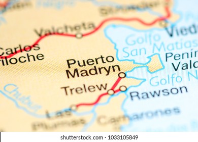 Puerto Madryn. Argentina On A Map