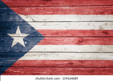 Puerto Rican Flag On Wood Texture Background
