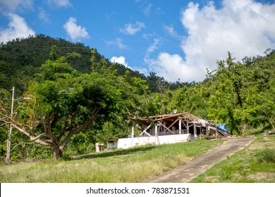 Puerto Rico December 2017 Hurricane Maria Damage Countryside Home