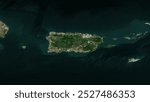 Puerto Rico Island in the Caribbean Sea on a satellite image taken in March 25, 2023