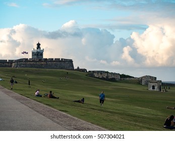 PUERTO RICO - SAN JUAN, 6 JAN 2015: Panoramic Photo Of El Morro, The Most Popular Historic Site In Puerto Rico During The Three King Day.