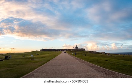 PUERTO RICO - SAN JUAN, 6 JAN 2015: Panoramic Photo Of El Morro, The Most Popular Historic Site In Puerto Rico During The Three King Day.