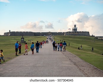 PUERTO RICO - SAN JUAN, 6 JAN 2015: Panoramic Photo Of El Morro, The Most Popular Historic Site In Puerto Rico During The Three King Day.