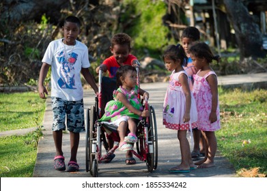 Puertos Cabezas, Nicaragua. November 7th 2020: People In Rubble After Hurricane Eta Path. 