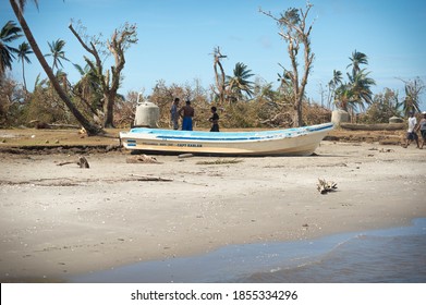 Puertos Cabezas, Nicaragua. November 7th 2020: People In Rubble After Hurricane Eta Path. 