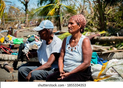 Puertos Cabezas, Nicaragua. November 7th 2020: People In Rubble After Hurricane Eta Path. 